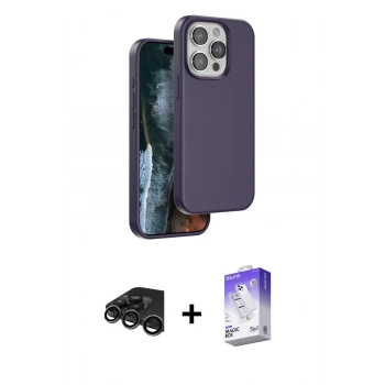 MARSİLYAN™- iPhone 15 Pro Max Kılıf Kıvılcım Çizgi Serisi - Siyah Bilvis 5in1 3D Magic Cam Ekran Koruyucu + Raze Metal Kamera Lens - TMGI