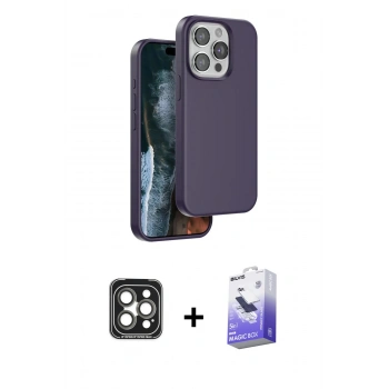 MARSİLYAN™- iPhone 15 Pro Max Kılıf Kıvılcım Çizgi Serisi - Siyah Bilvis 5in1 5D Magic Hayalet Cam Ekran Koruyucu + PVD Metal Kamera Lens - GI