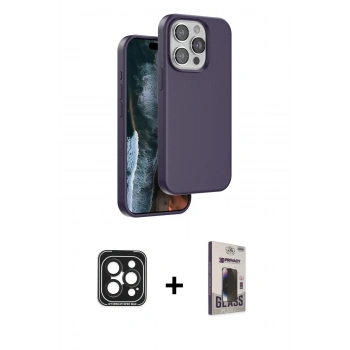 MARSİLYAN™- iPhone 15 Pro Max Kılıf Kıvılcım Çizgi Serisi - Siyah Bilvis Hayalet Cam Ekran Koruyucu + PVD Metal Kamera Lens - SH