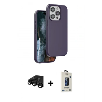 MARSİLYAN™- iPhone 15 Pro Max Kılıf Kıvılcım Çizgi Serisi - Siyah Bilvis Hayalet Cam Ekran Koruyucu + Raze Metal Kamera Lens - SH