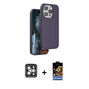 MARSİLYAN™- iPhone 15 Pro Max Kılıf Kıvılcım Çizgi Serisi - Siyah Buffer Hayalet Cam Ekran Koruyucu + PVD Metal Kamera Lens - GI