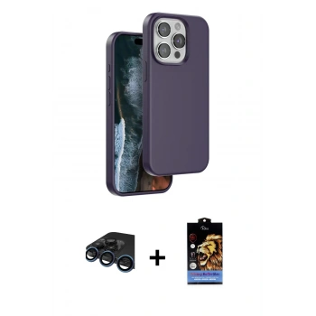 MARSİLYAN™- iPhone 15 Pro Max Kılıf Kıvılcım Çizgi Serisi - Siyah Buffer Hayalet Cam Ekran Koruyucu + Raze Metal Kamera Lens - LT