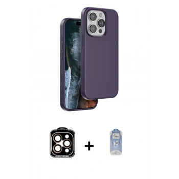 MARSİLYAN™- iPhone 15 Pro Max Kılıf Kıvılcım Çizgi Serisi - Siyah Joko Magic 5D Cam + PVD Metal Kamera Lens - TU