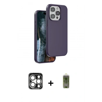 MARSİLYAN™- iPhone 15 Pro Max Kılıf Kıvılcım Çizgi Serisi - Siyah Joko Magic 5D Hayalet Cam + PVD Metal Kamera Lens - GS