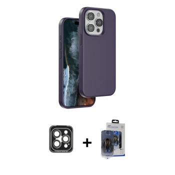 MARSİLYAN™- iPhone 15 Pro Max Kılıf Kıvılcım Çizgi Serisi - Siyah Vanessa Magic Cam + PVD Metal Kamera Lens - GI
