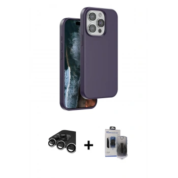 MARSİLYAN™- iPhone 15 Pro Max Kılıf Kıvılcım Çizgi Serisi - Siyah Vanessa Magic Hayalet Cam + Raze Metal Kamera Lens - GS