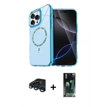 MARSİLYAN™- iPhone 15 Pro Max Kılıf Kıvılcım Form Prime - Şeffaf 360 Full Body Arka Koruyucu + Raze Metal Kamera Lens - LT