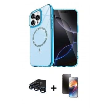 MARSİLYAN™- iPhone 15 Pro Max Kılıf Kıvılcım Form Prime - Siyah 3D Antistatik Mat Seramik Nano Ekran Koruyucu + Raze Metal Kamera Lens - LT