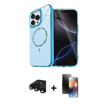 MARSİLYAN™- iPhone 15 Pro Max Kılıf Kıvılcım Form Prime - Siyah 3D Antistatik Mat Seramik Nano Ekran Koruyucu + Raze Metal Kamera Lens - SH