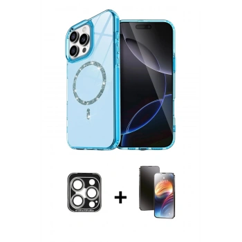 MARSİLYAN™- iPhone 15 Pro Max Kılıf Kıvılcım Form Prime - Siyah 3D Antistatik Mat Seramik Nano Ekran Koruyucu + PVD Metal Kamera Lens - GS