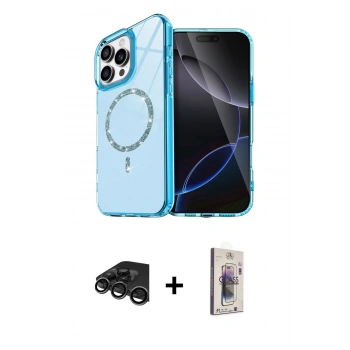 MARSİLYAN™- iPhone 15 Pro Max Kılıf Kıvılcım Form Prime - Siyah Bilvis 3D Cam Ekran Koruyucu + Raze Metal Kamera Lens - TMGI