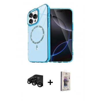 MARSİLYAN™- iPhone 15 Pro Max Kılıf Kıvılcım Form Prime - Siyah Bilvis 3D Cam Ekran Koruyucu + Raze Metal Kamera Lens - SH