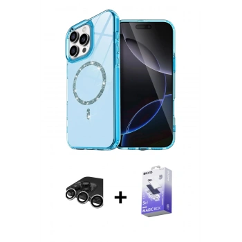 MARSİLYAN™- iPhone 15 Pro Max Kılıf Kıvılcım Form Prime - Siyah Bilvis 5in1 5D Magic Hayalet Cam Ekran Koruyucu + Raze Metal Kamera Lens - GS