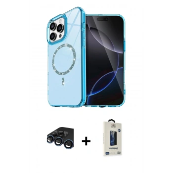 MARSİLYAN™- iPhone 15 Pro Max Kılıf Kıvılcım Form Prime - Siyah Bilvis Hayalet Cam Ekran Koruyucu + Raze Metal Kamera Lens - LT