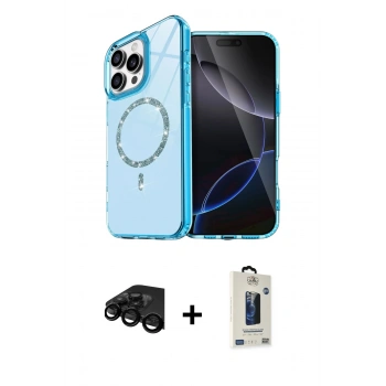 MARSİLYAN™- iPhone 15 Pro Max Kılıf Kıvılcım Form Prime - Siyah Bilvis Hayalet Cam Ekran Koruyucu + Raze Metal Kamera Lens - SH