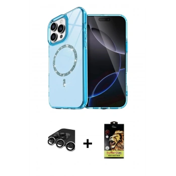 MARSİLYAN™- iPhone 15 Pro Max Kılıf Kıvılcım Form Prime - Siyah Buffer Cam Ekran Koruyucu + Raze Metal Kamera Lens - GS