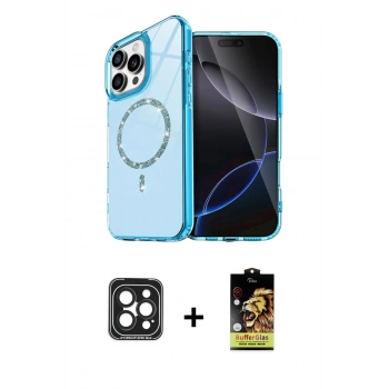 MARSİLYAN™- iPhone 15 Pro Max Kılıf Kıvılcım Form Prime - Siyah Buffer Cam Ekran Koruyucu + PVD Metal Kamera Lens - SH