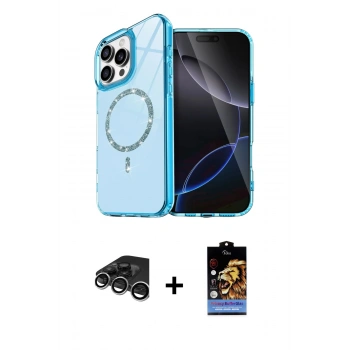 MARSİLYAN™- iPhone 15 Pro Max Kılıf Kıvılcım Form Prime - Siyah Buffer Hayalet Cam Ekran Koruyucu + Raze Metal Kamera Lens - GS