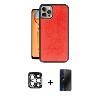 MARSİLYAN™- iPhone 15 Pro Max Kılıf Kıvılcım Işık Serisi - Siyah 3D Antistatik Hayalet Cam Ekran Koruyucu + PVD Metal Kamera Lens - GS