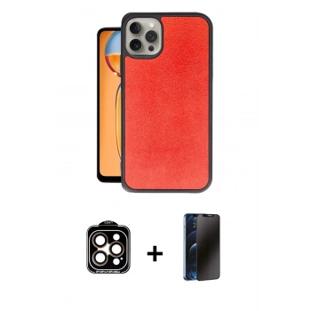MARSİLYAN™- iPhone 15 Pro Max Kılıf Kıvılcım Işık Serisi - Siyah 3D Antistatik Hayalet Cam Ekran Koruyucu + PVD Metal Kamera Lens - TU