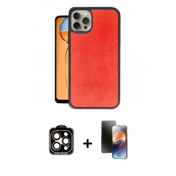 MARSİLYAN™- iPhone 15 Pro Max Kılıf Kıvılcım Işık Serisi - Siyah 3D Antistatik Mat Seramik Nano Ekran Koruyucu + PVD Metal Kamera Lens - TU