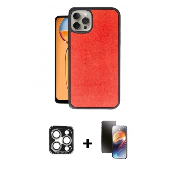 MARSİLYAN™- iPhone 15 Pro Max Kılıf Kıvılcım Işık Serisi - Siyah 3D Antistatik Mat Seramik Nano Ekran Koruyucu + PVD Metal Kamera Lens - GS