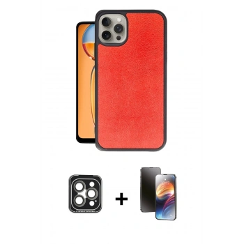 MARSİLYAN™- iPhone 15 Pro Max Kılıf Kıvılcım Işık Serisi - Siyah 3D Antistatik Mat Seramik Nano Ekran Koruyucu + PVD Metal Kamera Lens - GI