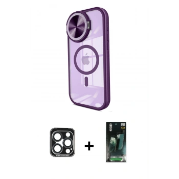MARSİLYAN™- iPhone 15 Pro Max Kılıf Kıvılcım Modern Koleksiyonu - Şeffaf 360 Full Body Arka Koruyucu + PVD Metal Kamera Lens - LT