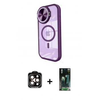 MARSİLYAN™- iPhone 15 Pro Max Kılıf Kıvılcım Modern Koleksiyonu - Şeffaf 360 Full Body Arka Koruyucu + PVD Metal Kamera Lens - TU