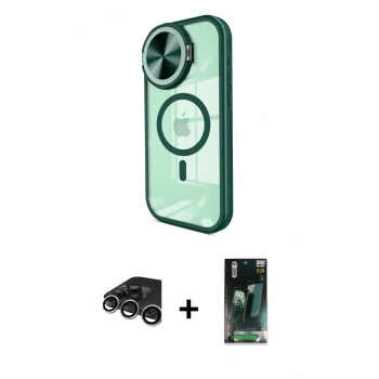 MARSİLYAN™- iPhone 15 Pro Max Kılıf Kıvılcım Modern Koleksiyonu - Şeffaf 360 Full Body Arka Koruyucu + Raze Metal Kamera Lens - GS