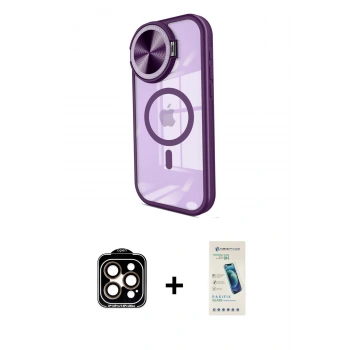 MARSİLYAN™- iPhone 15 Pro Max Kılıf Kıvılcım Modern Koleksiyonu - Şeffaf Pasifik Cam Ekran Koruyucu + PVD Metal Kamera Lens - TU