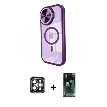 MARSİLYAN™- iPhone 15 Pro Max Kılıf Kıvılcım Modern Koleksiyonu - Siyah 360 Mat Full Body Arka Koruyucu + PVD Metal Kamera Lens - GI