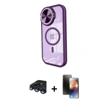 MARSİLYAN™- iPhone 15 Pro Max Kılıf Kıvılcım Modern Koleksiyonu - Siyah 3D Antistatik Mat Seramik Nano Ekran Koruyucu + Raze Metal Kamera Lens - LT