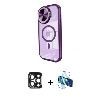 MARSİLYAN™- iPhone 15 Pro Max Kılıf Kıvılcım Modern Koleksiyonu - Siyah 3D Antistatik Seramik Nano Ekran Koruyucu + PVD Metal Kamera Lens - LT