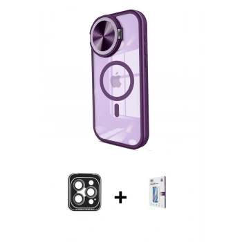 MARSİLYAN™- iPhone 15 Pro Max Kılıf Kıvılcım Modern Koleksiyonu - Siyah Bilvis 0.18mm Plus Cam Ekran Koruyucu + PVD Metal Kamera Lens - GI