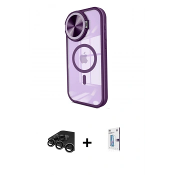 MARSİLYAN™- iPhone 15 Pro Max Kılıf Kıvılcım Modern Koleksiyonu - Siyah Bilvis 0.18mm Plus Cam Ekran Koruyucu + Raze Metal Kamera Lens - TMGI