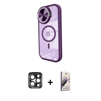 MARSİLYAN™- iPhone 15 Pro Max Kılıf Kıvılcım Modern Koleksiyonu - Siyah Bilvis 3D Mat Cam Ekran Koruyucu + PVD Metal Kamera Lens - LT