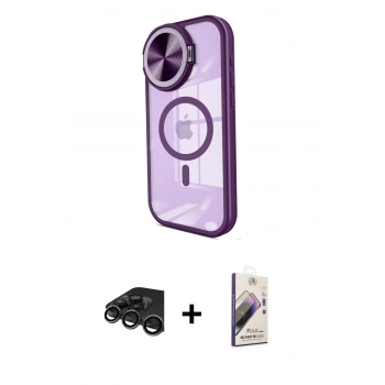 MARSİLYAN™- iPhone 15 Pro Max Kılıf Kıvılcım Modern Koleksiyonu - Siyah Bilvis 3D Mat Cam Ekran Koruyucu + Raze Metal Kamera Lens - TMGI