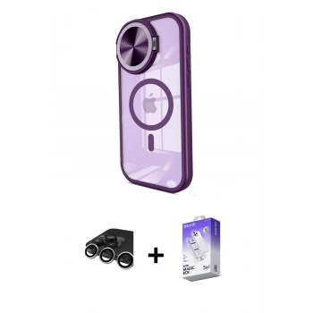MARSİLYAN™- iPhone 15 Pro Max Kılıf Kıvılcım Modern Koleksiyonu - Siyah Bilvis 5in1 3D Magic Cam Ekran Koruyucu + Raze Metal Kamera Lens - GS