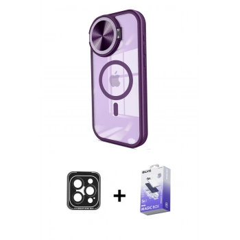 MARSİLYAN™- iPhone 15 Pro Max Kılıf Kıvılcım Modern Koleksiyonu - Siyah Bilvis 5in1 5D Magic Hayalet Cam Ekran Koruyucu + PVD Metal Kamera Lens - SH