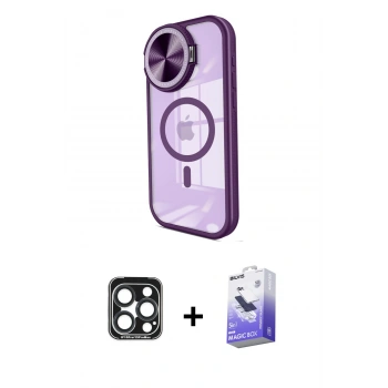 MARSİLYAN™- iPhone 15 Pro Max Kılıf Kıvılcım Modern Koleksiyonu - Siyah Bilvis 5in1 5D Magic Hayalet Cam Ekran Koruyucu + PVD Metal Kamera Lens - LT