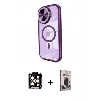 MARSİLYAN™- iPhone 15 Pro Max Kılıf Kıvılcım Modern Koleksiyonu - Siyah Bilvis Hayalet Cam Ekran Koruyucu + PVD Metal Kamera Lens - TU
