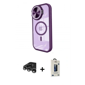 MARSİLYAN™- iPhone 15 Pro Max Kılıf Kıvılcım Modern Koleksiyonu - Siyah Bilvis Hayalet Cam Ekran Koruyucu + Raze Metal Kamera Lens - GS