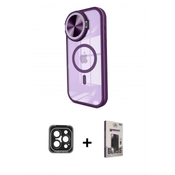 MARSİLYAN™- iPhone 15 Pro Max Kılıf Kıvılcım Modern Koleksiyonu - Siyah Bilvis Hayalet Cam Ekran Koruyucu + PVD Metal Kamera Lens - SH