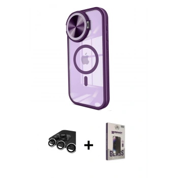 MARSİLYAN™- iPhone 15 Pro Max Kılıf Kıvılcım Modern Koleksiyonu - Siyah Bilvis Hayalet Cam Ekran Koruyucu + Raze Metal Kamera Lens - GS