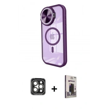 MARSİLYAN™- iPhone 15 Pro Max Kılıf Kıvılcım Modern Koleksiyonu - Siyah Bilvis Hayalet Cam Ekran Koruyucu + PVD Metal Kamera Lens - GI