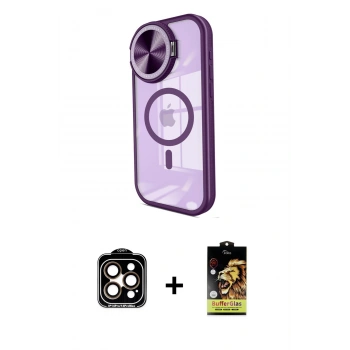 MARSİLYAN™- iPhone 15 Pro Max Kılıf Kıvılcım Modern Koleksiyonu - Siyah Buffer Cam Ekran Koruyucu + PVD Metal Kamera Lens - TU