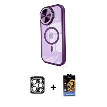 MARSİLYAN™- iPhone 15 Pro Max Kılıf Kıvılcım Modern Koleksiyonu - Siyah Buffer Hayalet Cam Ekran Koruyucu + PVD Metal Kamera Lens - GS