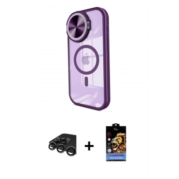 MARSİLYAN™- iPhone 15 Pro Max Kılıf Kıvılcım Modern Koleksiyonu - Siyah Buffer Hayalet Cam Ekran Koruyucu + Raze Metal Kamera Lens - TMGI