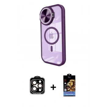 MARSİLYAN™- iPhone 15 Pro Max Kılıf Kıvılcım Modern Koleksiyonu - Siyah Buffer Hayalet Cam Ekran Koruyucu + PVD Metal Kamera Lens - TU